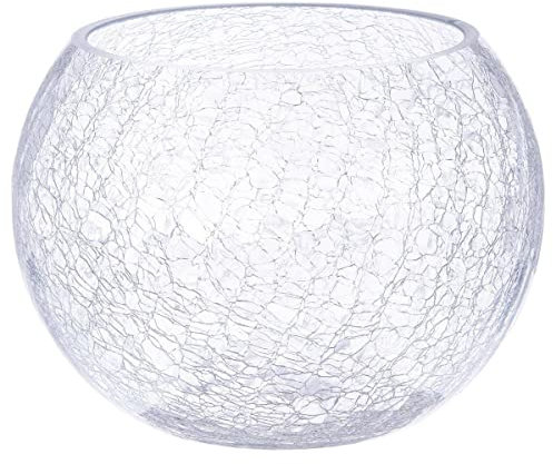 Atmosphera - Vase Boule - Verre craquelé - H15 cm