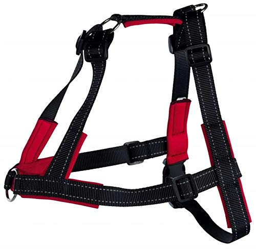 TRIXIE Trainer-Geschirr Lead'n'Walk Soft Größe M–L: Brustumfang 55–90 cm/25 mm in schwarz - Anti Zieh Geschirr für das Training mit Neopren-Polsterung, verstellbar für mittelgroße Hunde, 13056