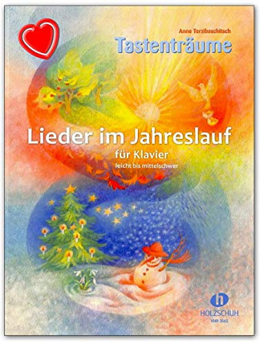 Musikverlag Holzschuh - Lieder im Jahreslauf für Klavier - leicht bis mittelschwer - Notenbuch mit bunter herzförmiger Notenklammer - VHR3565 9783864340864