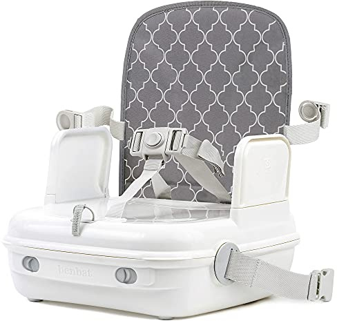 Rehausseur chaise enfant - Rehausseur de chaise - Rehausseur chaise enfant repas - Siège rehausseur bébé - Siège enfant table - Rehausseur 3 En 1 Yommigo - Blanc/ Gris - BE-BO513 BENBAT