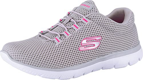 Skechers Womens Summits Artistry Chic Sneaker, Gray Mesh Hot Pink Trim, 3 UK