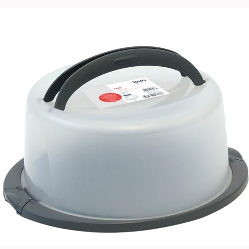 kela Contenitore Deli per torte fino al diametro di 28 cm, in plastica PP, grigio grafite, resistente a temperature da -40 °C a 100 °C, due maniglie, 12173
