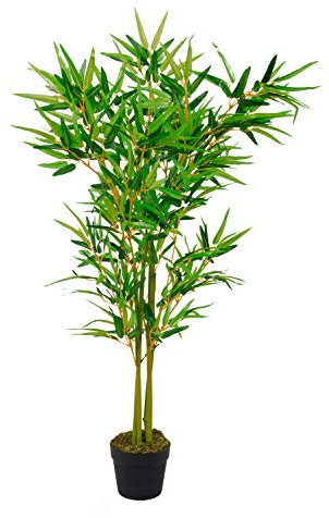 Spetebo Planta artificial de bambú en maceta, 115 cm, planta decorativa de interior, árbol artificial