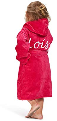 Badrock - Kinderbademantel mit Namen Bestickt - 5 Farben - 100% Velours Baumwolle - Mädchen und Jungen - mit Stickerei - Kinder Bademantel Personalisiert