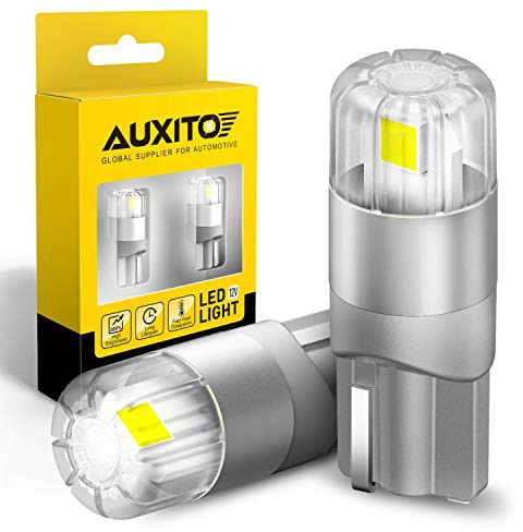AUXITO 194 LED Bulbs White, Super Bright 1:1 Size, License Plate Light 168 2825 W5W T10 Error Free Car Bulbs for Dome Map Door Courtesy Side Marker Cornering Trunk Light (Pack of 2)