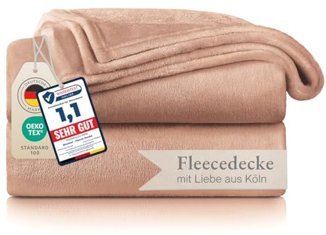 Blumtal Fleece filt 270 x 230 - pulverrosa pläd med Oeko-Tex certifierad, sofföverkast – filt för soffa, kokong filt – tjock fleecefilt, fluffig, mjuk och varm – hög kvalitet