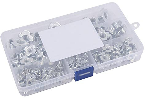 Dadi a T Dadi per rivetti, set di dadi, 110 pezzi Acciaio inossidabile 1 scatola Dadi a T Dadi per rivetti M10 M8 M6 M5 M4 M3 Set di dadi a T zincati a quattro griffe