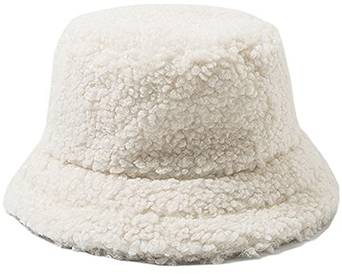 DURINM Appa Hat Damen Fischerhut Winter Appa Bucket Hat Outdoor Wintermütze Lämmer Freizeithut Fluffy Eimer Hut Kunstpelz Flauschige Fischerhüte Faltbar Verdickt Warm Mütze