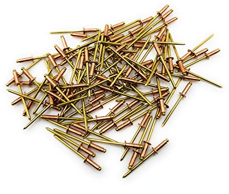 Metal Magery 100 Copper Pop Rivets 1/8 Diameter Brass Mandrel Blind Rivets Dome Head 4-4 (1/8Diameter x 1/4 Grip) Qty 100