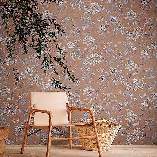 A.S. Création Livingwalls Travel Styles Vliestapete - Florale Tapete in Orange und Braun - skandinavische Wandtapete für verschiedene Räume in 10,05 m x 0,53 m