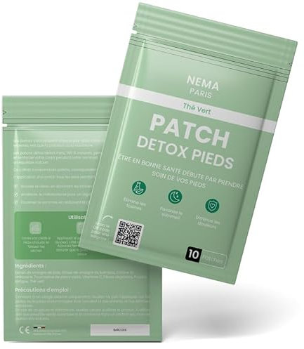 Patch Detox Pieds | Améliore La Circulation Sanguine Jambes Lourdes | Coussinets Plantaires 100% Naturels | Soin Des Pieds Anti Douleur - Stress - Fatigue | 10 Foot Patchs - Nema Paris