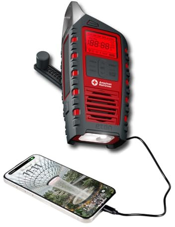 Eton Odyssey - Radio de emergencia Bluetooth multibanda con RDS, color rojo