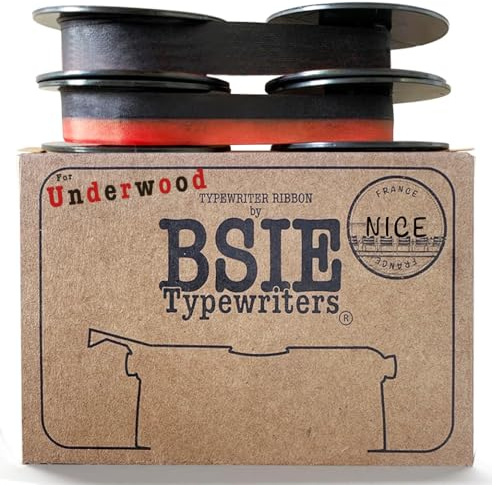 BSIE Färgband för Underwood-Skrivmaskin – Dubbelpack (1× Svart/Röd + 1× Svart) – Passar Vintage-Skrivmaskiner – GR9 – Testat i Nizza, Frankrike