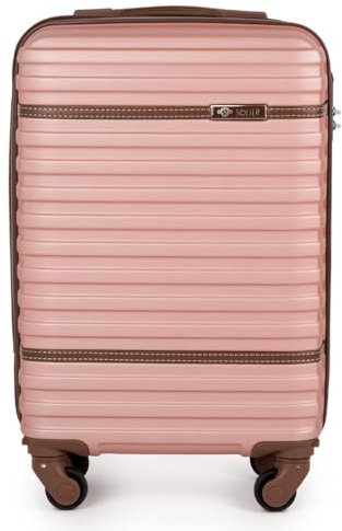Solier Kabinenkoffer Kabinengepäck Reisekoffer – Koffer mit 4 Rollen – Airline-kompatibel – Rollkoffer mit Zahlenschloss – Reisetrolley ABS 33L (rosa, S)