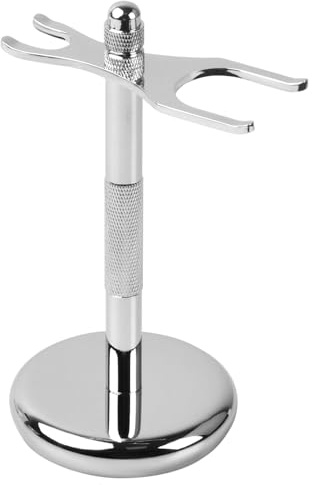 Nivofu Metall dubbel rakborste hållare rostbeständig rakhyvel stativ professionell rakhållare för män bärbar rakhållare resa bas borststativ för far make pojkvän silver