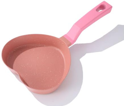 Unoschrim Mini Nonstick Egg Pan, Small Frying Pan with Unique Heart-shaped, One Egg Frying Pan with Granite Coating, Multi-functional Frying Pan for Cooking Eggs, Pancake, Sausages and Burgers, Pink