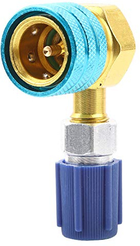 Acoplador R1234YF a R134A para Aire Acondicionado de Coche - AC Quick Coupler Adaptador de Conexión en Ángulo Recto