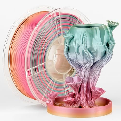 LVVJ3D Silk Rainbow PLA Filament 1.75mm, 3D Drucker Filament Rainbow Filament, Sauber Gewickelt Maßgenauigkeit +/-0.03mm, Candy Rainbow PLA 1KG/Spool