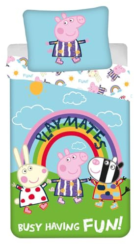 Peppa Pig Playmates Enkelsäng Påslakan 140x200 + Örngott 70x90 Bomull Barn