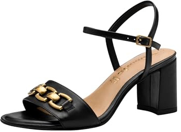 Tamaris dam 1-28353-44 sandal med klack, Svart läder, 40 EU