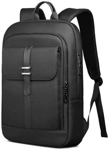 HEROIC KNIGHT Slim Laptop Backpack 15.6 Inch, Anti-Theft Travel Business Laptop Rucksack Office College, Water-Resistant Computer Work Bag for Men Women- Black