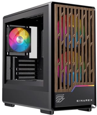 Einarex Pulse PM400 Caja de PC para Gaming, RGB, Soporte para 9 Ventiladores de 120mm, Refrigeración Líquida de 240mm (RGB Negro)