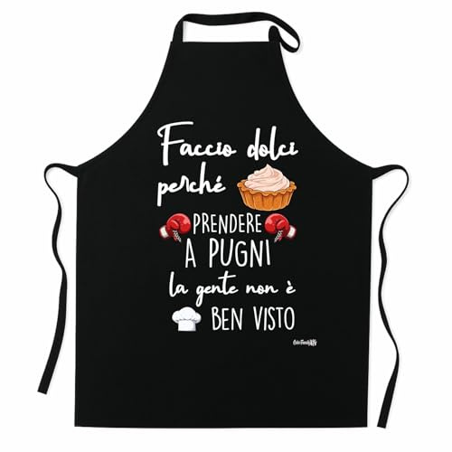 Colorfamily Grembiule da Cucina Frasi Divertenti Faccio dolci perché prendere a pugni la gente Idea Regalo Natale Compleanno