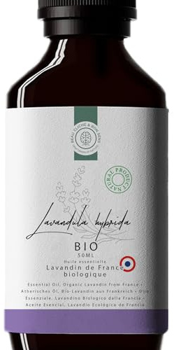 50 ml Aceite esencial Lavandin Grosso BIO – Cultivado y destilado en Francia – 100% puro, natural y orgánico, ideal para difusor, aromaterapia, masaje, bricolaje, jabón para velas, etc.