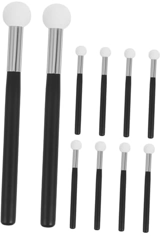 WEKADRIN 10pcs Mushroom Head Concealer Brush with Sponge Applicators for Face Nose Cream and Powder Blending Versatile Makeup Tool for All Skin Types Dry and Wet Use