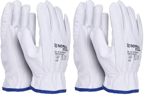 DONAU SAFETY Guanti da lavoro premium Driver in pelle di capra/1 paio/taglia 7/S/bianco/guanti in pelle con polsino elastico/guanti di montaggio/guanti/guanti protettivi (Confezione da 2)