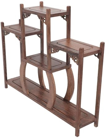 CVUTOVO Antikes Holzregal aus Chickewing Wood Vintage Ausstellungsständer Teedosen und Kuriositätenständer für Wohnkultur