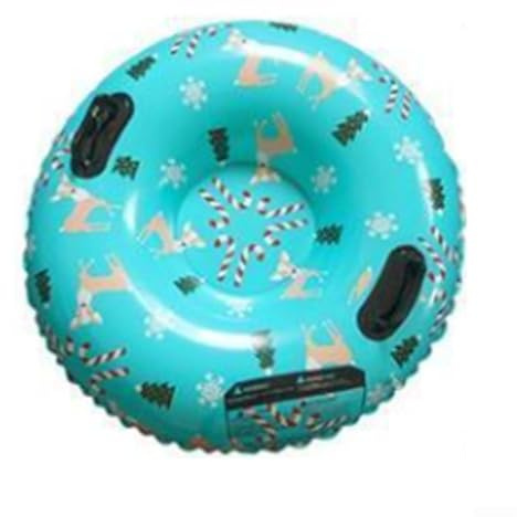 Posheliox Aufblasbarer Schneerohr, 90 cm, robuster PVC-Schlitten mit Griffen für Erwachsene und Kinder, abriebfester Winter-Schneerutscher für Familien-Skifahren und Outdoor-Spaß (C)