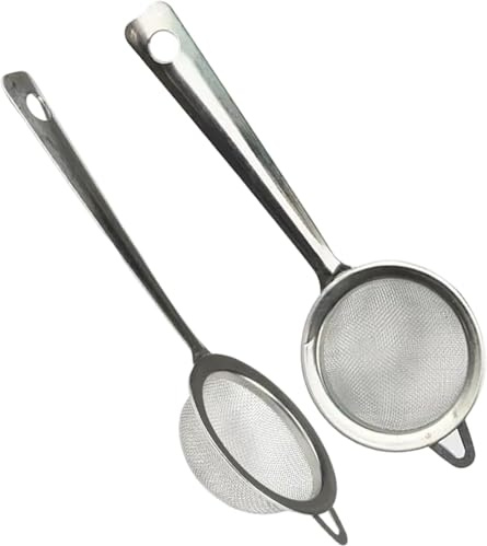 2 Pcs Fine Mesh Tea Strainer, Stainless Steel Sieve for Loose Leaf Tea, Herbal Tea & Coffee Brewing, Cup and Teapot Filter, Reusable Straining Tool