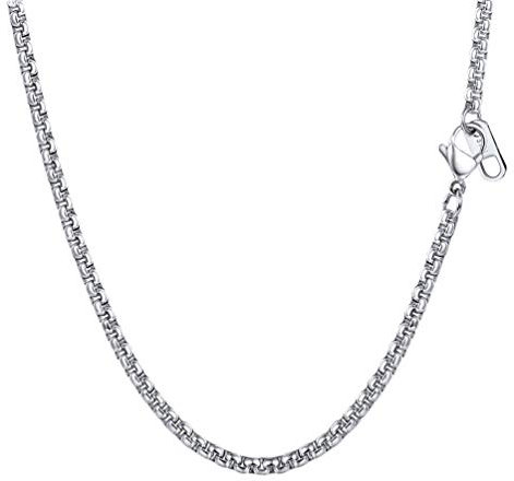 PROSTEEL Ankerkette 3mm breit Herren Halskette Edelstahl Runde Venezianierkette Gliederkette 46cm/18 Kettelänge Biker Punk Rock Schmuck für Männer Jungen, silber