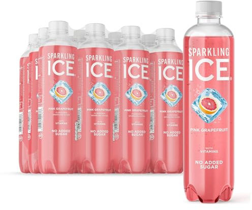 Sparkling Ice, Pink Grapefruit Flavored Sparkling Water - Contains Vitamins- Only 12 calories- No Added Sugar - No Carbs (12 x 500ml Bottles)