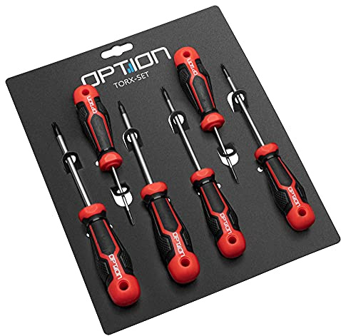 OPTION Torx Schraubendrehersatz 4 teilig - Größe T15 T20 T25 T30 - Torx Schraubendreher Set - KFZ Werkstatt Schraubendreher Schraubenzieher
