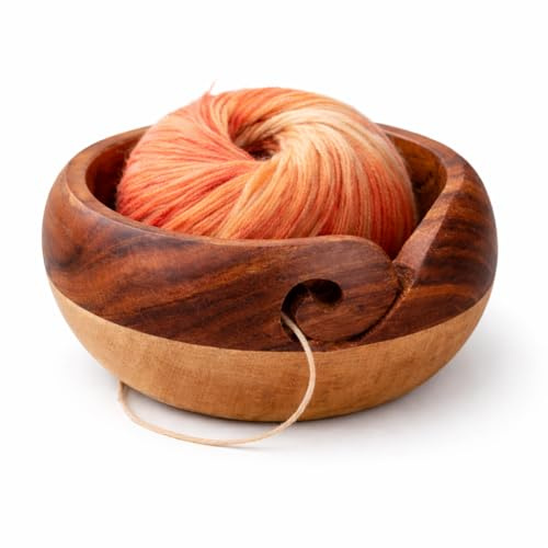 Weihnachtsgeschenke für Frauen Stricken Häkeln Stricken Stricken Picker Garnschale – zweifarbige Holzgarnschale 17,8 x 7,6 cm Halter, Wickler Strickzubehör und Zubehör, große Geschenke für Frauen