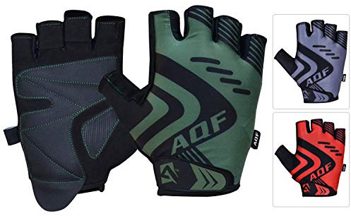 AQF Gewichtheberhandschuhe, Training, Workout, Fitness, Bodybuilding, gepolstert, atmungsaktiv, Powerlifting, ideal für Radfahren, Heben, Training, Rudern, Yoga und mehr (Grün, XL)