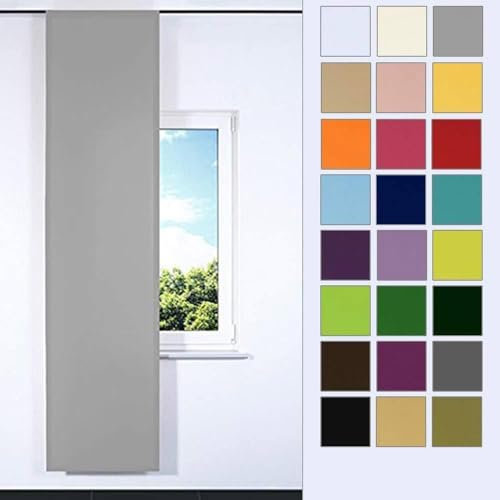 Rollmayer SCHIEBEVORHANG FLACHENVORHANG SCHIEBEPANEL SCHIEBEGARDINE Vorhang RAUMTEILER 60 x 245 cm Kollektion Vivid(Silbergrau 31, Klettband + Paneelwagen)