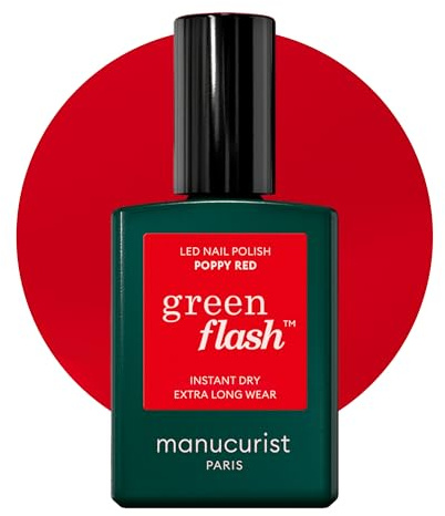 Manucurist Green Flash™ Gel Nagellack Kräftiges Orangerot Poppy Red | Nägel Selber Machen für UV Lampe Nägel - Professionelle Maniküre - UV Lack, 12-Free Lack, Bio-basiert