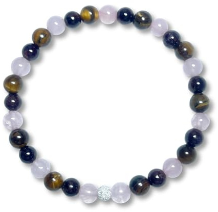 Majas Perlen Emotionales Support Armband aus 3 Edelsteinen 6 mm mit 925 Sterling Silber Gold Roségold - Handmade spirituelles Armband 6mm - Kraft & Schutzarmband - Personalisierbar