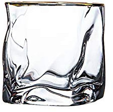 Cicano Old Fashioned Tazza di vetro da whisky, irregolare Barware non piombo cristallo a dondolo Whiskey Tumbler stile Glassware Tracing oro