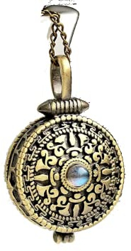 Einzigartiges Medaillon Mondstein/Vintage Bronze Prayerbox/Geschenk für Sie/Medaillon türkis/Vintage Schmuck/Origineller Schmuck