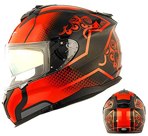 Integralhelme Flip-Up Motorradhelm Modular-Helm Sturzhelm Rollerhelm Erwachsener Jet Helm Herren & Damen Klapphelm Full-Face Motorcycle Helmet DOT/ECE-Zertifizierung,Rot,M