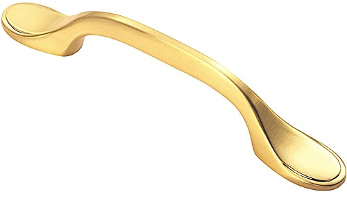 128mm Shaker Style Cabinet Pull Handle - 76mm Fixing Centres - Satin Brass | Traditional Cabinet Pull Handle - Wardrobe Cupboard Door Handle - Suitable for Lightweight Internal Doors