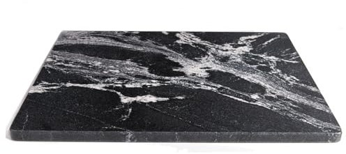 Diflart Natural Marble Stone Cutting Board for Kitchen, 16x20 Inch, Black, Marble Slab Pastry Board Large with Non-Slip Feet for Cheese, Charcuterie, Dough Chocolate, Pack of 1 Piece