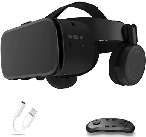 Gafas de Realidad Virtual, 3D VR Gafas con Controlador Bluetooth para Juegos Visión Panorámico VR Glasses para iPhone 13 Pro Max/13 Pro/13/12/11, para Samsung Galaxy S21, Huawei, Xiaomi