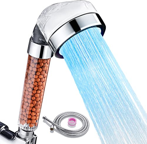 Cobbe Ionic Handbrause, 3 Farbmodi Duschkopf mit Temperaturwechsel, LED-Hochdruck-Duschköpfe mit austauschbarer Filtration für harte