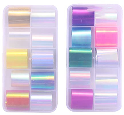 JIHUOO 20 Rollen Nagel Transferfolie Holografische Nagelfolie Aufkleber Nailart Folie Transfer Nagelsticker Nagelschmuck für Damen