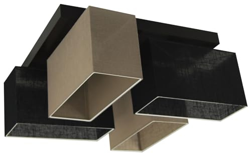 alfalux Deckenlampe LED Deckenleuchte Leuchte Lampe Wohnzimmerlampe Schlafzimmerlampe 4 Flammig Holz Kinderzimmer Wohnzimmer Schlafzimmer Badezimmer Küche Deckenleuchten JLS41SC6D (SCHWARZ/GRAU)